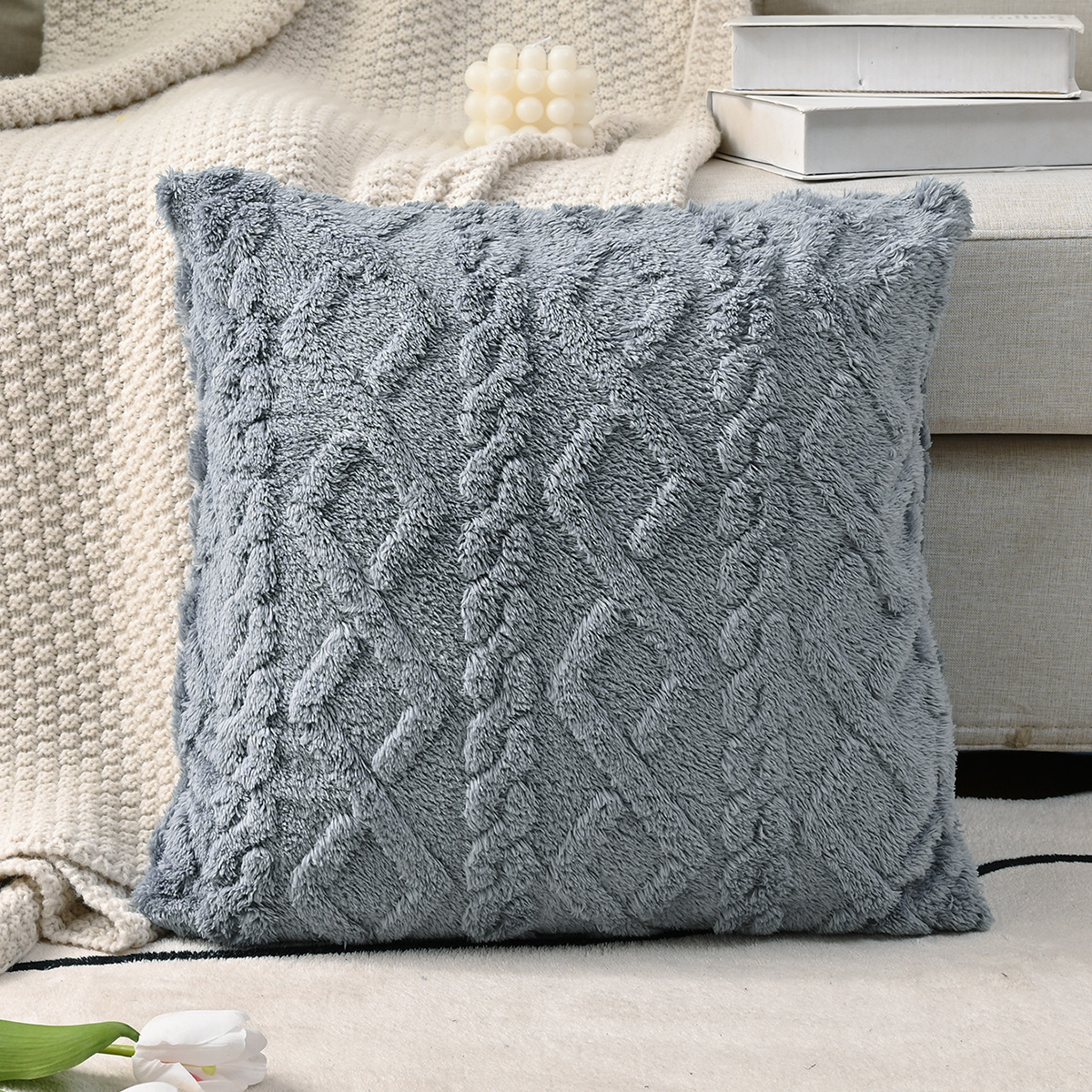 Funda de respaldo para sofá de una cara, venta caliente transfronteriza, cómoda, moderna y simple, diseño de trenza torcida (jacquard), sin relleno.