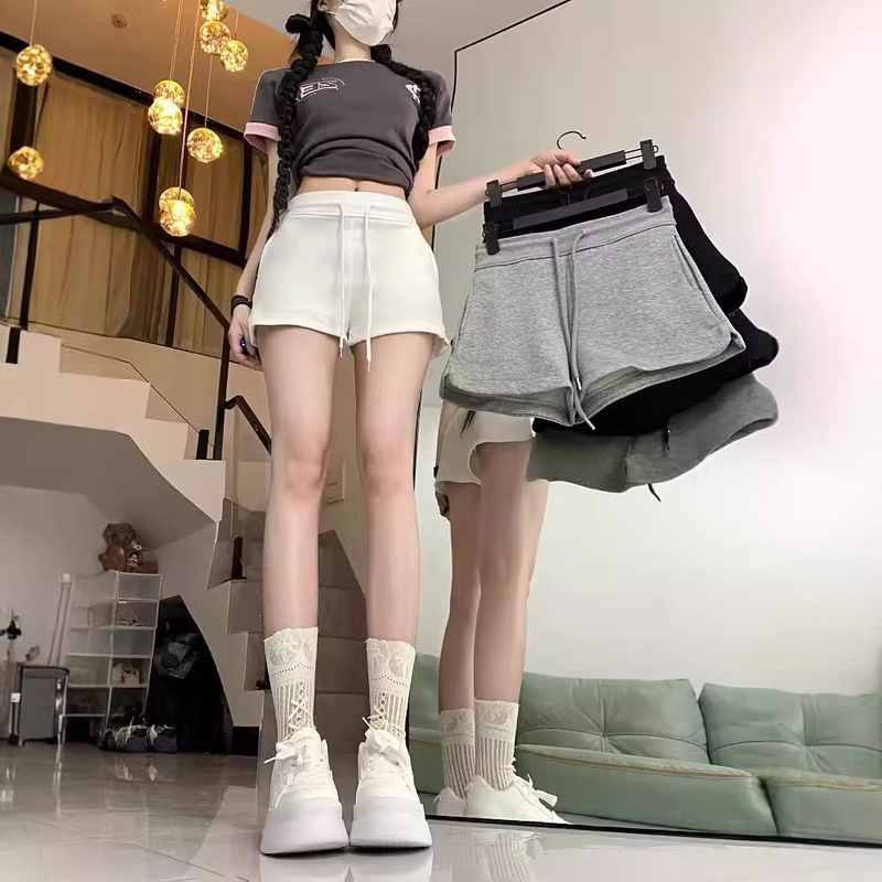 American Style Spice Girl Casual Shorts Women's Summer Thin 2024 New Arrival Slim-Fit Running Sports Sweatpants with Drawstring