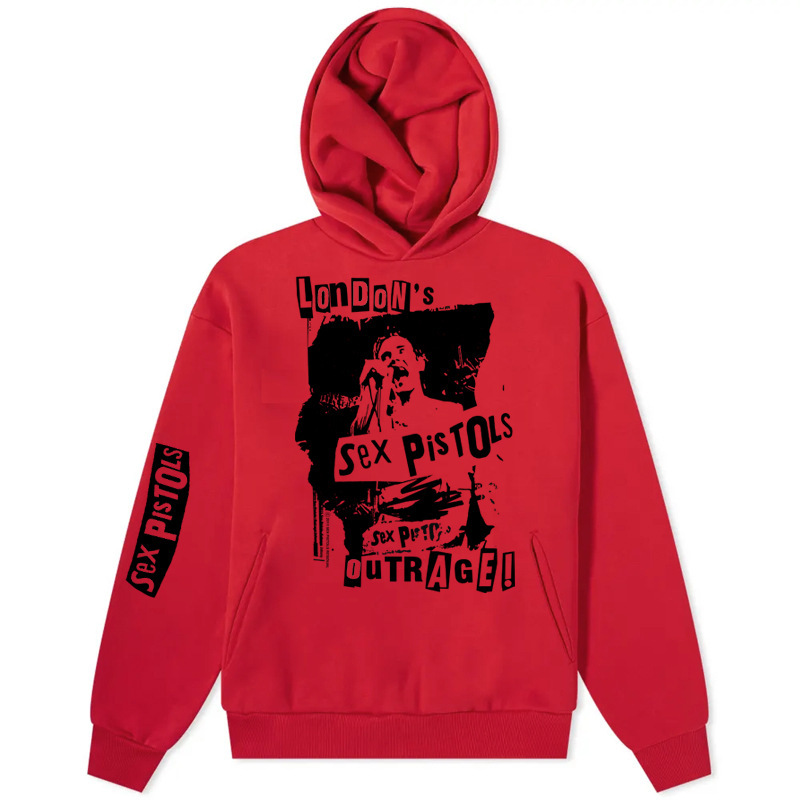 Men's Autumn SEX PISTOLS SEX PISTOLS European and American Red Hip-Hop Punk Rock Thickened Hooded Sweater Jacket
