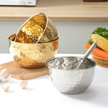 厂家直供不锈钢锤纹沙拉盆家用打蛋盆酒店沙拉料理碗烘培碗具锤点