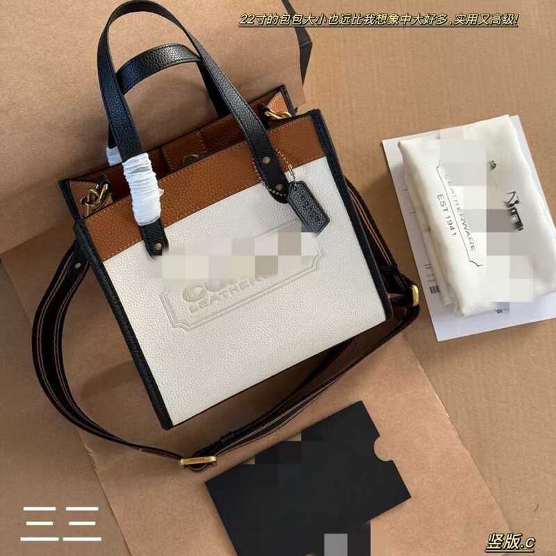 22 New Retro Carriage Logo Field 22 Satchel Dempsey Tote Bag Milk Tea Color Single Shoulder Crossbody Bag for Women