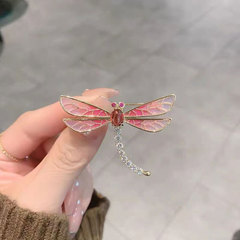 Korean Dynamic Painted Dragonfly Brooch Women 2024 New Metal Flower Medal Pin Coat Western Accessories