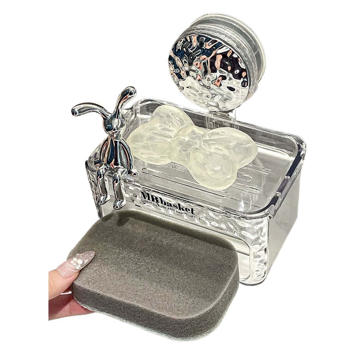 Ventosa caja de jabón montado en la pared sin ponche hogar de alta gama baño Pared de drenaje rack caja de jabón de doble capa