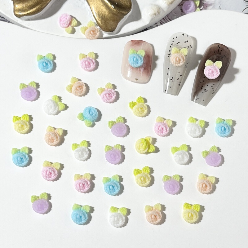 Mini luminous wool flower nail jewelry cute cartoon rabbit ear small flower resin accessories diy nail decoration Mini luminous wool flower nail jewelry cute cartoon rabbit ear small flower resin accessories diy nail decoration