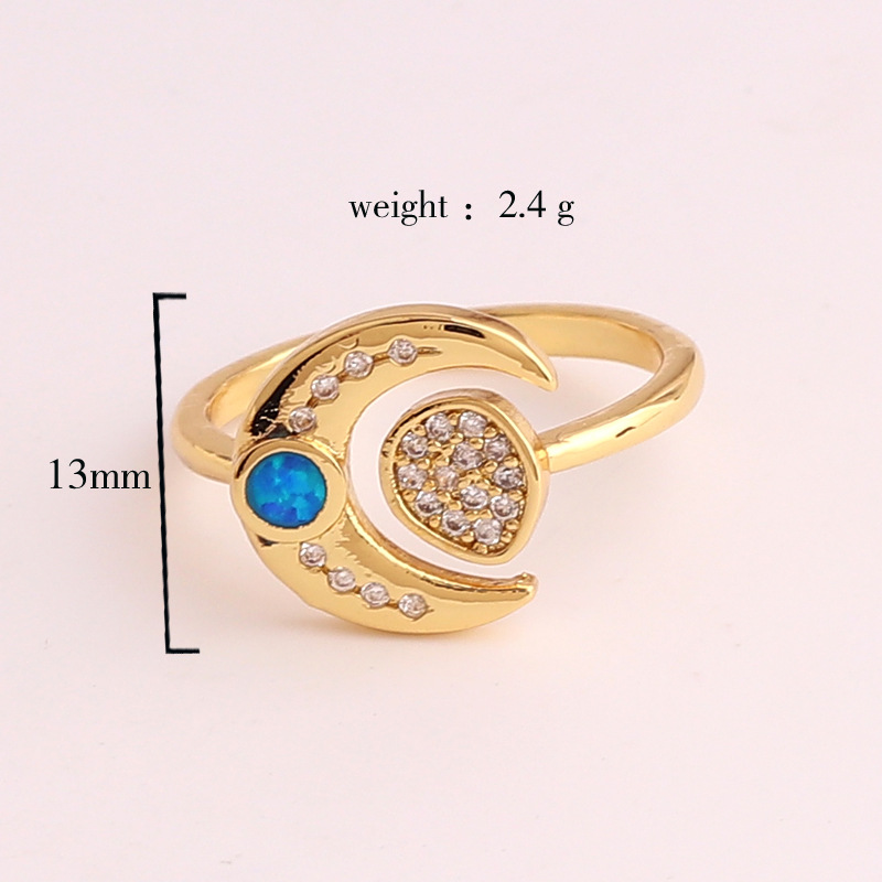 Sweet Star Copper Gold Plated Rhinestones Open Ring 1 Piece