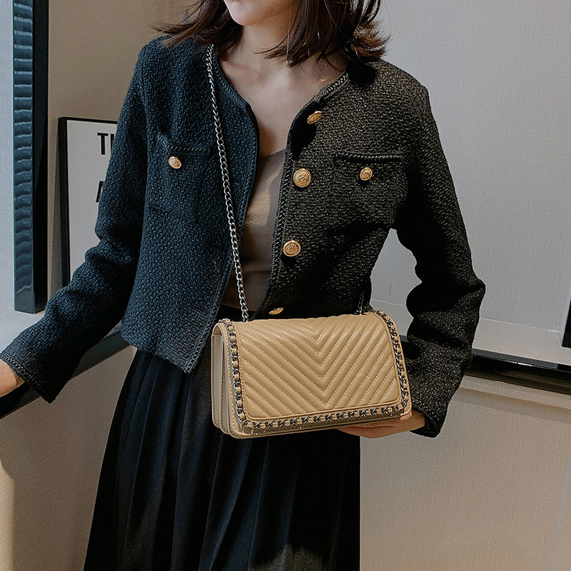 Bolso de Cadena Retro Estilo Hong Kong, Verano 2025, Nuevo, Transfronterizo, Super Popular, Texturizado, Bolso de Hombro, Bolso Cruzado Acolchado de Moda para Mujer