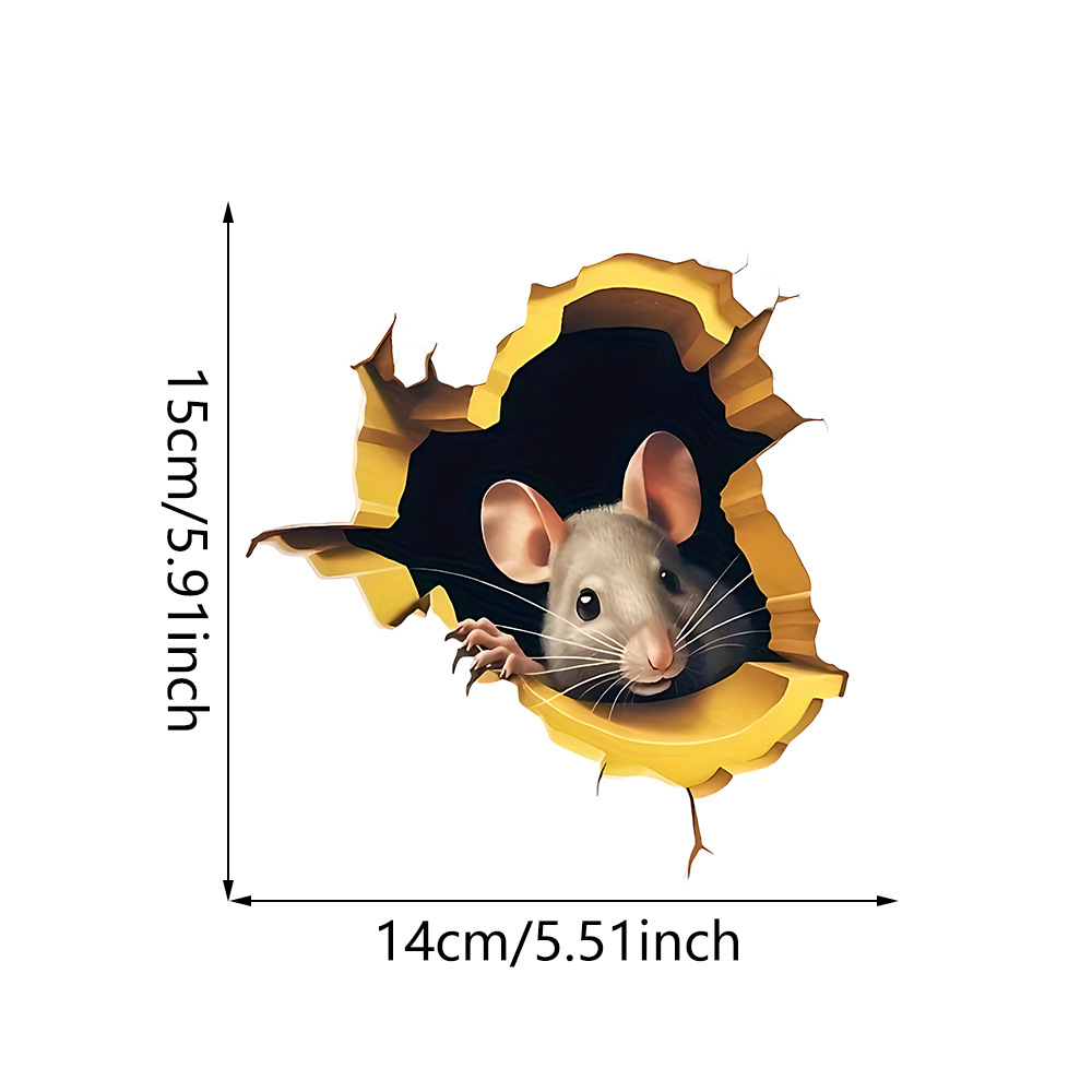 Cache-trou de souris 3D autocollant imperméable et anti-traces de doigts, style dessin animé, pour salon ou chambre._voghion.com