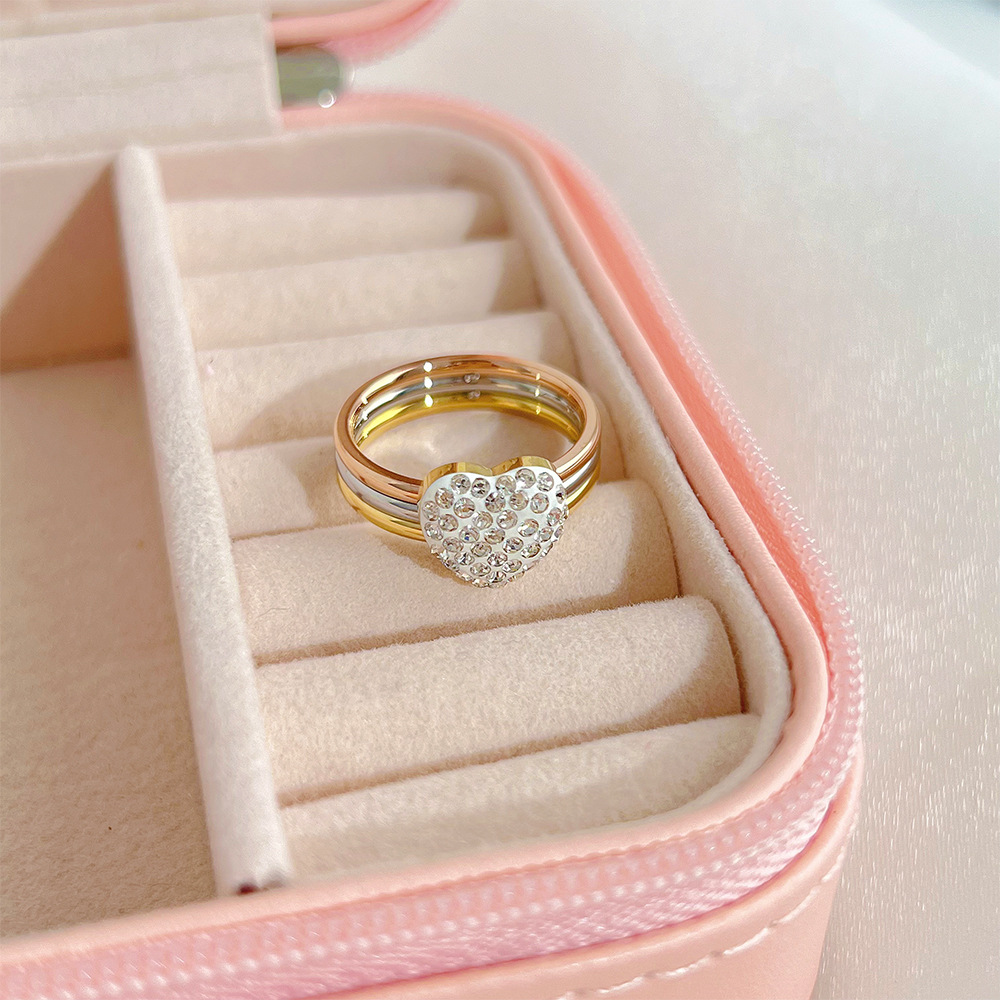 6g Weight Vacuum Plating Gold Plating Process 16K Gold Plated, White Gold Plated, Gold Plated Plating Material Wholesale Jewelry Fashion Heart Shape 304 Stainless Steel 16K Gold Plated White Gold Plated Gold Plated Inlaid Zircon Stainless Steel Rings