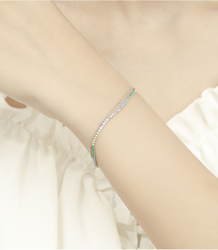 2g Weight Zircon Inlay Material Bracelets Classification 925 sterling silver Chain Material 1 Piece 925 Sterling Silver Geometric Zircon 925 Sterling Silver Bracelets