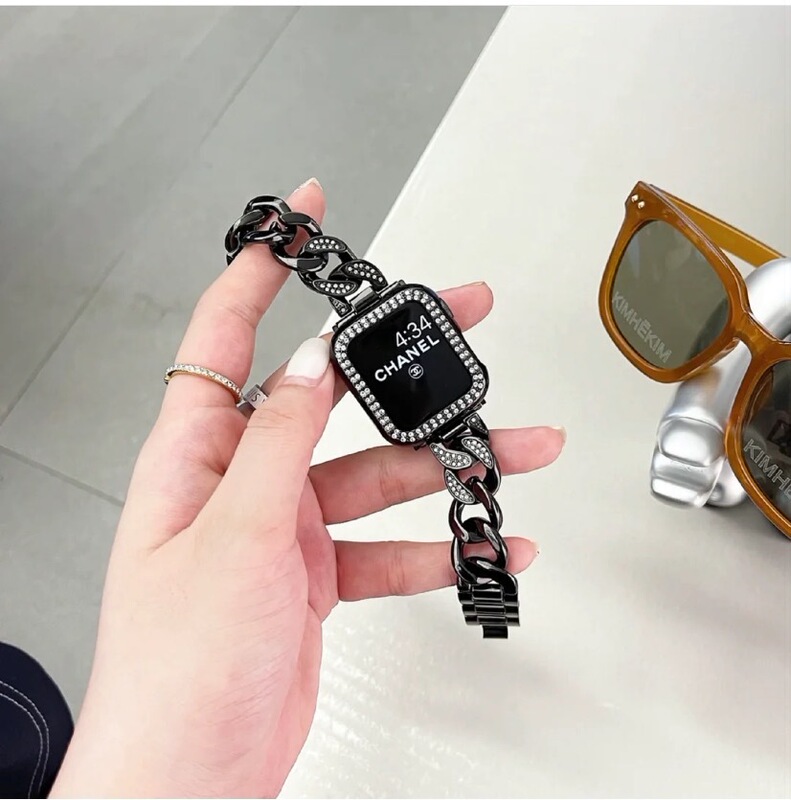 For apple watch apple watch7456 generation new metal diamond denim chain SE watch band