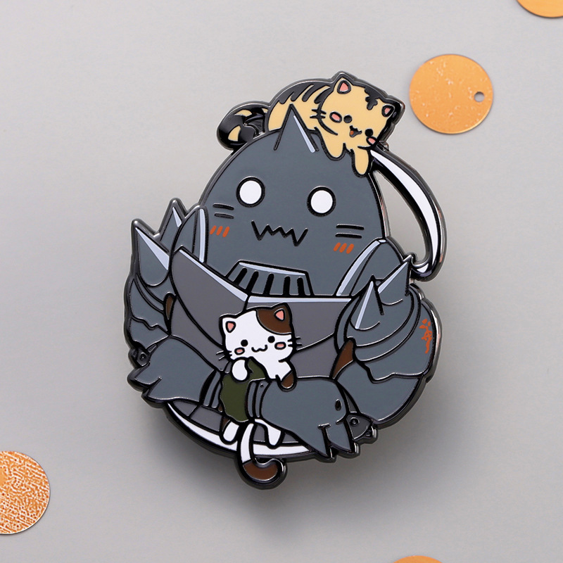 New Anime alvons and Kitten cute brooch steel alchemist Edward pin enamel badge