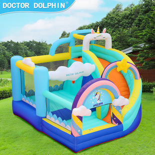Doctor Dolphin Inflatable Castle Children's Amusement Park Inflatable Slide Home Inflatable Trampoline Anti-Slip Castle Toy