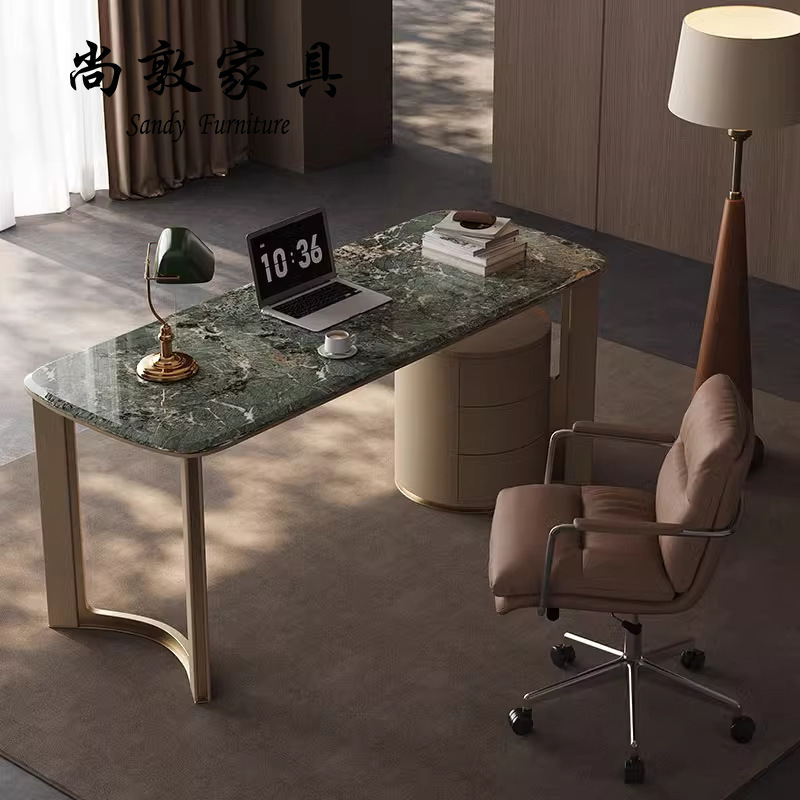 Light Luxury Marble Desk Luxury Stone Designer Office Desk Computer Desk Italian Minimalist Study High-class Writing Desk Light Luxury Marble Desk Luxury Stone Designer Office Desk Computer Desk Italian Minimalist Study High-class Writing Desk