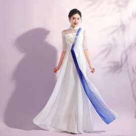 女士合唱服成人合唱团服装民乐演出服红歌比赛合唱服长款礼服