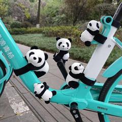 Bicycle panda lying on the electric car, motorcycle, motorcycle doll, small pendant, decorative slap circle, slap circle ornament