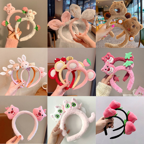 Adorable Panda Ears Face Washing Headband with High Crown Cartoon Plush Hairband for Ladies Makeup and Washing Tied Hair Headwear