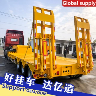 中亚欧式低平板半挂车 大件机械设备运输半挂车 凹槽式平板半挂车