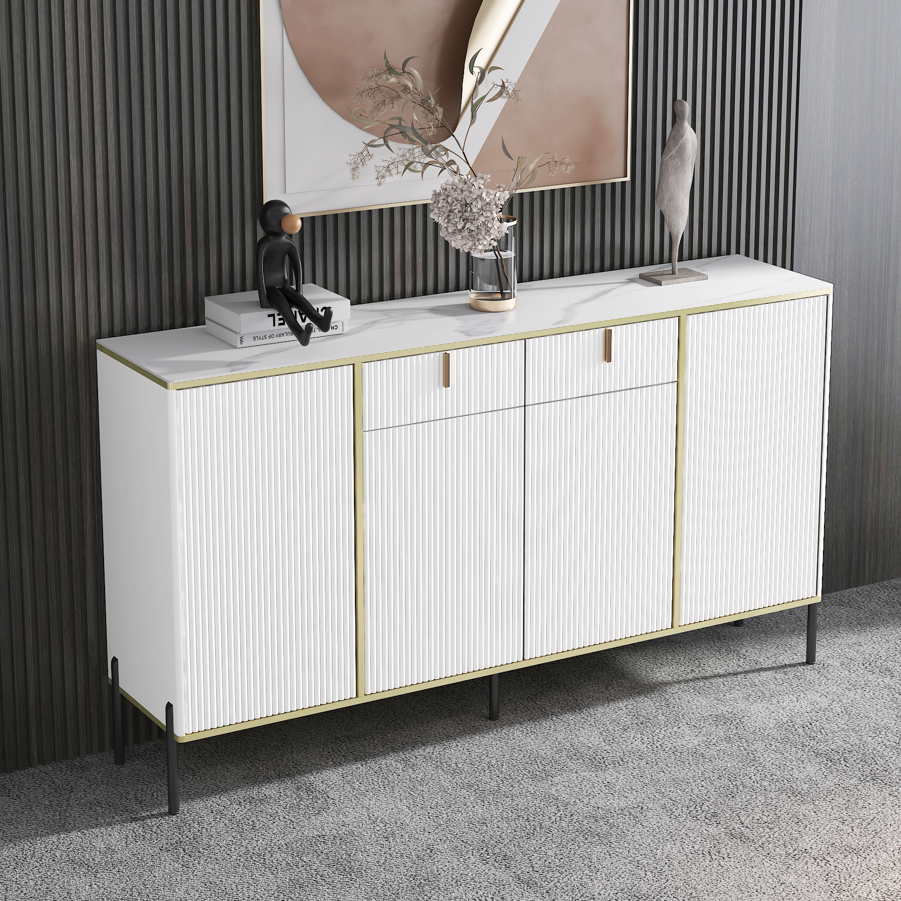 바위 접시 바탕 화면 160 흰색 4 문 160*35*95cm