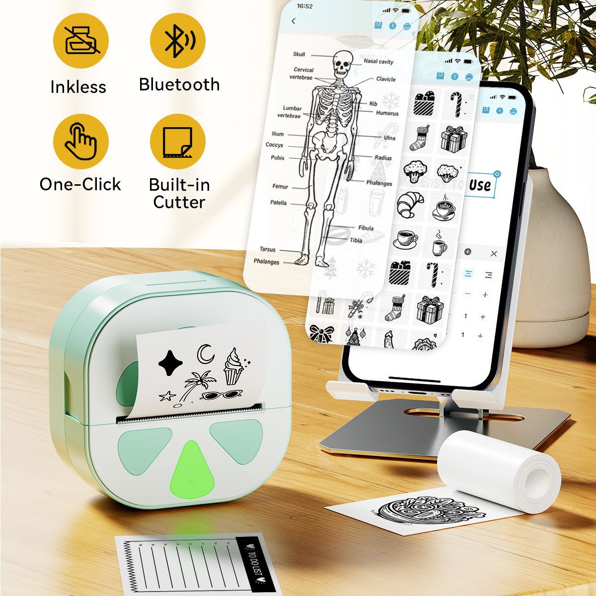 Принтер для младших школьников, ручной принтер-наклейка, Bluetooth