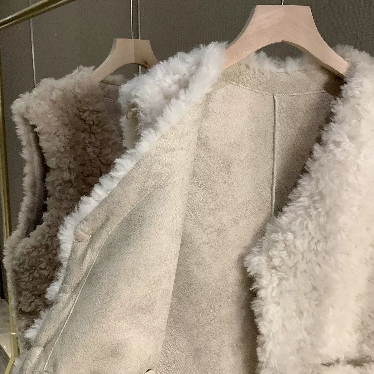 Демисезонный жилет, искусственная шерсть (имита lambswool), Западный стиль, утолщённый, женский повседневный слой