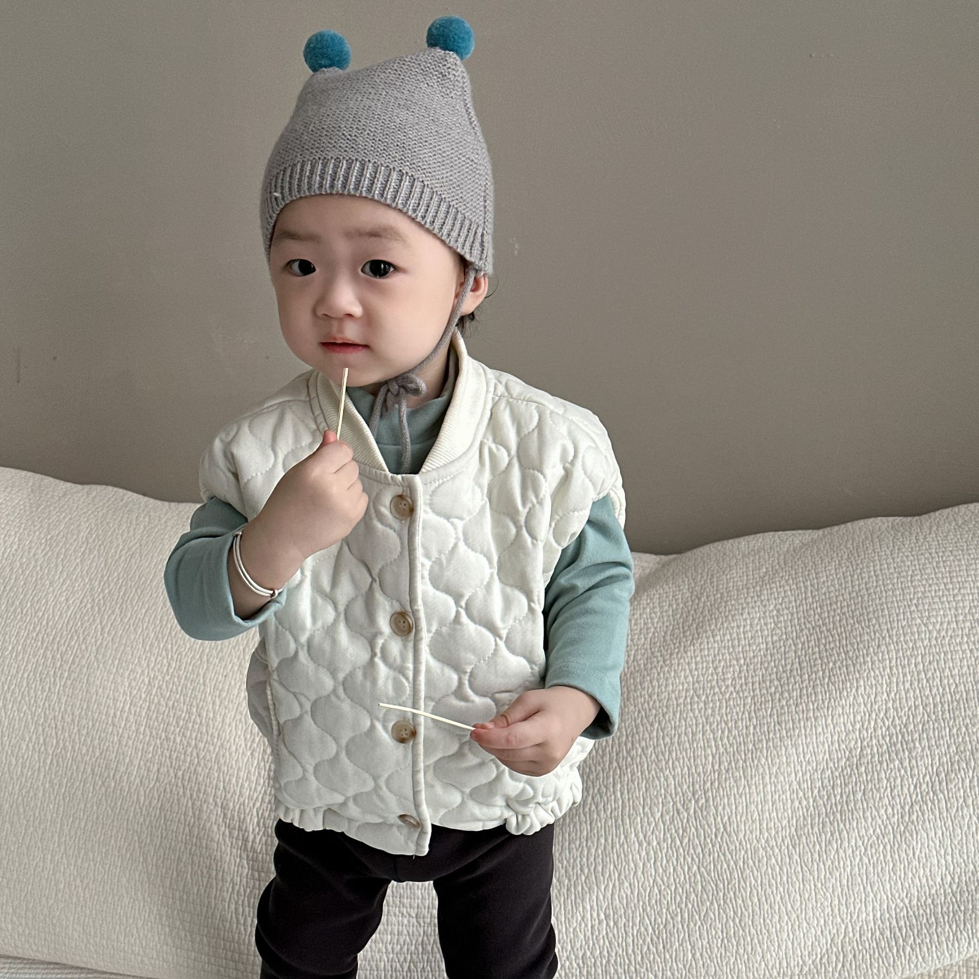 Niños y Niñas ropa de abrigo chaleco bebé Outwear 2023 Otoño e Invierno estilo coreano ropa de bebé Chaleco de algodón