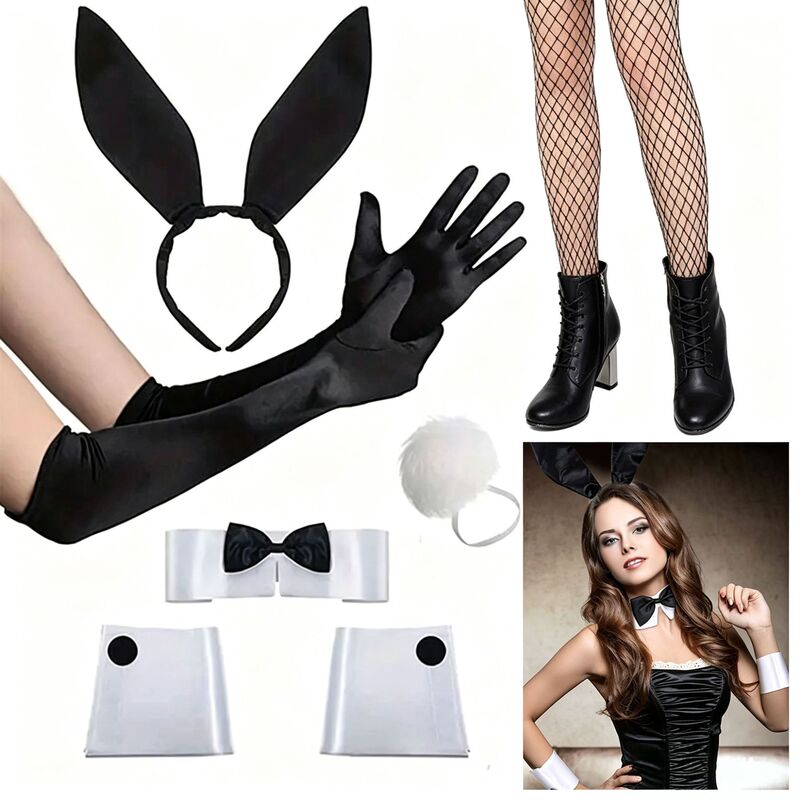 Cross-Border New Rabbit Bow Ear Set Headband Bunny Girl Headband Easter Party Halloween Dance Party