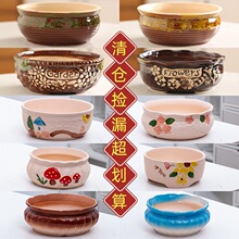 大号多肉花盆陶瓷创意简约特大口径粗陶多肉植物透气拼盘清仓捡漏