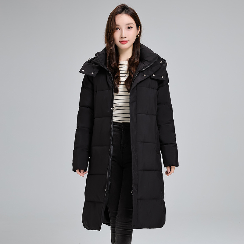 2025 invierno nuevo estilo de rodilla larga ropa de algodón de estilo de mujer ropa de algodón estudiantes de drama con chaqueta de algodón gruesa