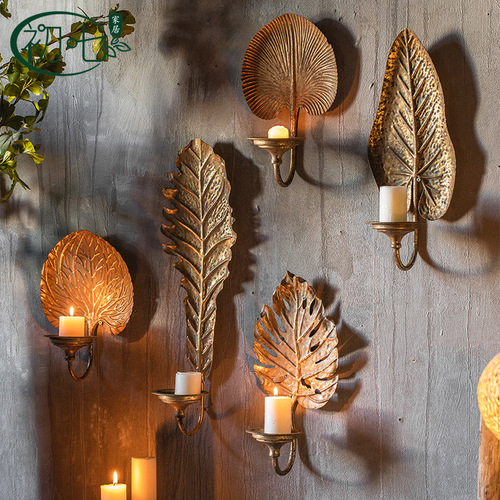 Antique-style distressed decorative wall candlestick accessories Christmas theme photography prop French metal hanging decoration crafts