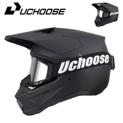 Motorcycle Off-Road Helmet Mountain | Motorcycle Safety Supplies - with-goggles-matte-black-xs