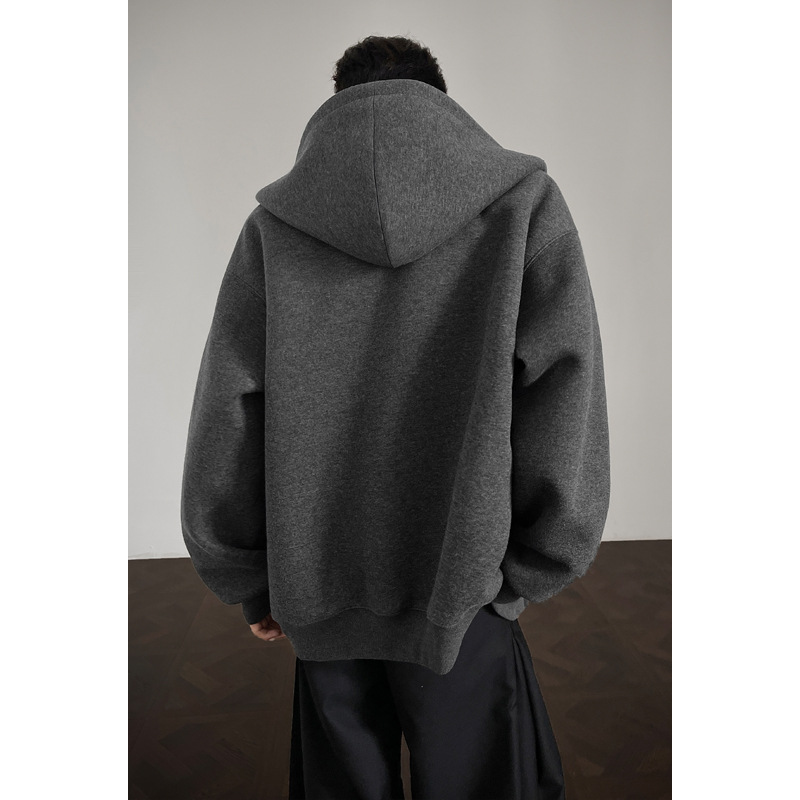 Felpa con cappuccio, cardigan patchwork pesante 430G, stile americano, da uomo, trendy, oversize, giacca casual_voghion.com