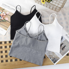春夏季女士螺紋防走光背心美背內衣抹胸式無縫裹胸內搭吊帶