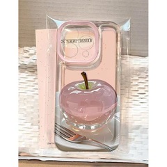 【耐衝撃設計】ピンククォーツクリアアップル iPhone17/16promax対応スマホケース Apple15/14対応