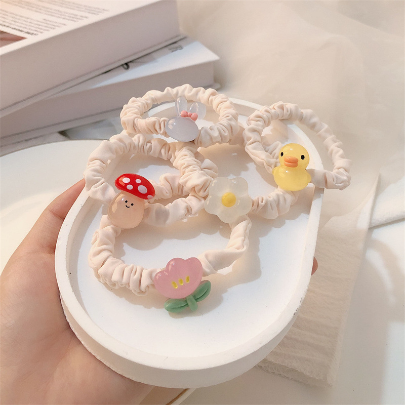 Dulces tulipanes conejo intestino delgado cuerda de cabeza de correa de goma de alta elasticidad cuerda de cabello de cola de caballo accesorios para el cabello