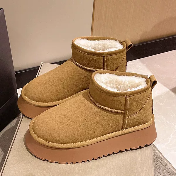 Thick-Soled Snow Boots for Women 2026 Winter New Style Northeast Warm Cotton Shoes for Women Non-Slip Outdoor Wear Fleece-Lined Thickened Short Boots