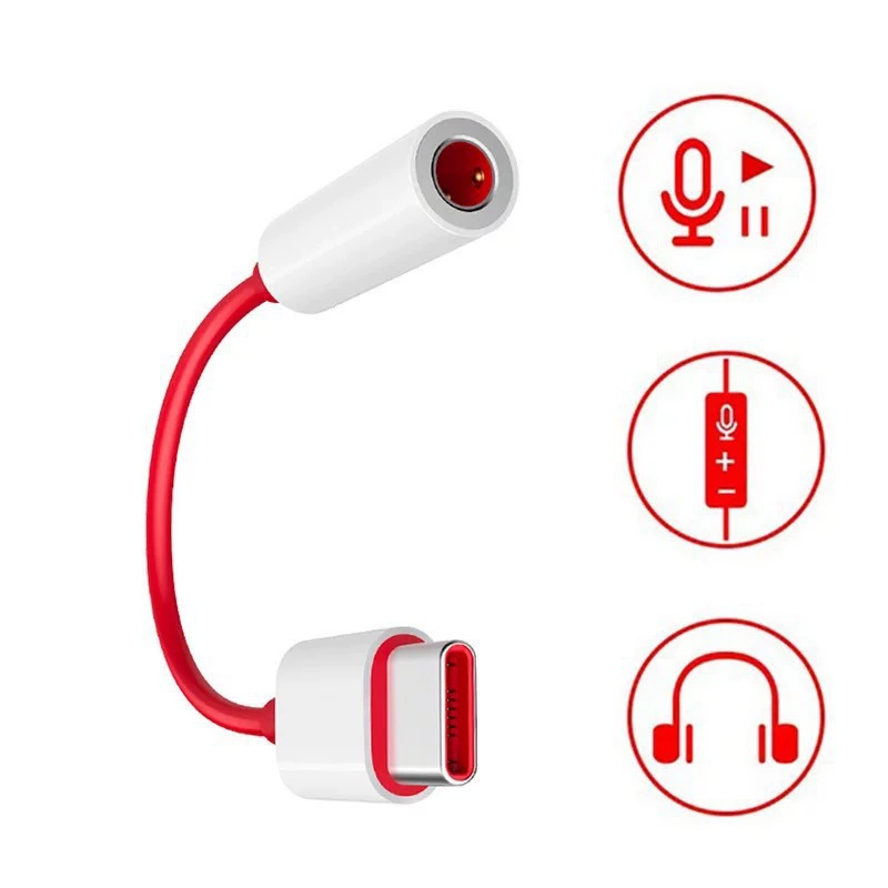 Подходит для OnePlus 6T 1+6T Наушники Type-C на 3,5 мм Audio Transit 1+7Pro