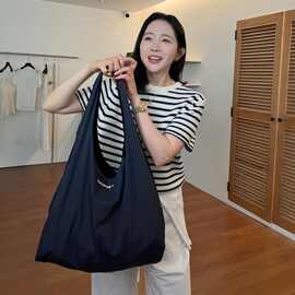 widelia撞色字母休闲手提包2026年简约韩系风单肩包百搭帆布女A23