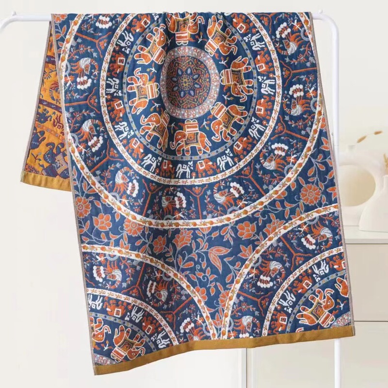 Export new 4-layer gauze jacquard bath towel sofa towel large multi-use household blanket car blanket cover blanket Export new 4-layer gauze jacquard bath towel sofa towel large multi-use household blanket car blanket cover blanket