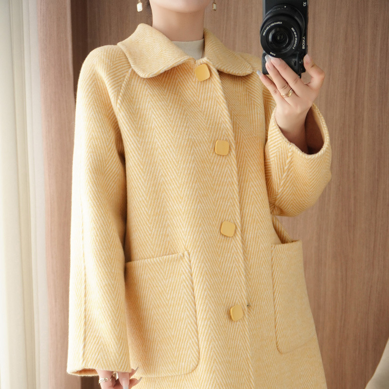Autumn leaf yellow pure wool doll collar