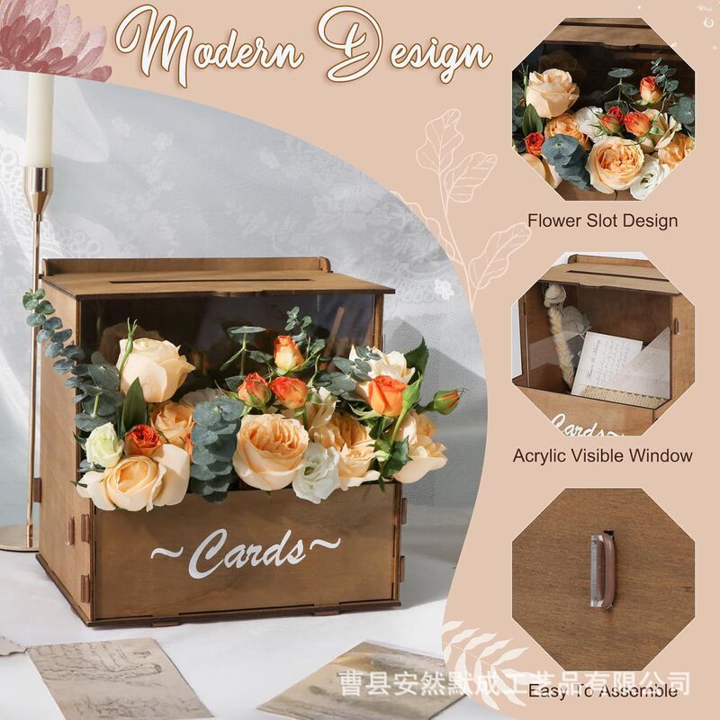 Wooden Wedding Card Storage Box Party Card Postcard Gift Box Removable Assembled Combination Card Flower Box