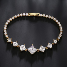 RAKOL 欧美时尚经典几何方形锆石手链女气质轻奢新娘婚纱礼服手饰