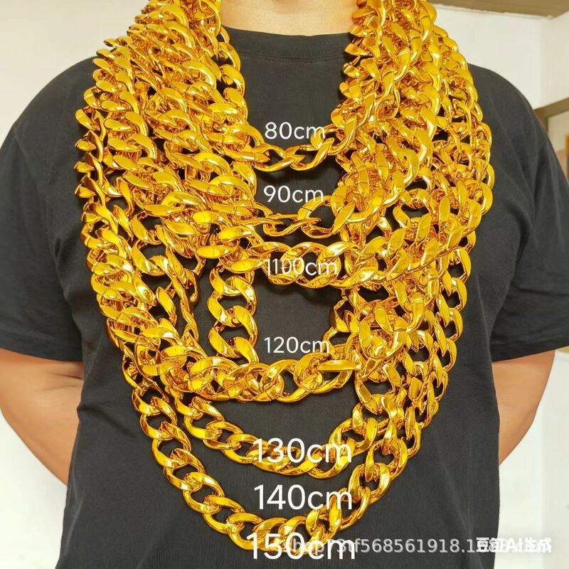 Trendy Hip-Hop Exaggerated Large Gold Chain Plastic Necklace Personality Performance Funny Props Luxury Accessories for Men Trendy Hip-Hop Exaggerated Large Gold Chain Plastic Necklace Personality Performance Funny Props Luxury Accessories for Men