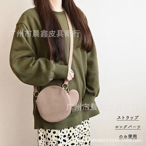 日式小众设计真皮斜挎圆形手机包　时尚个性大容量女士单肩拉链包