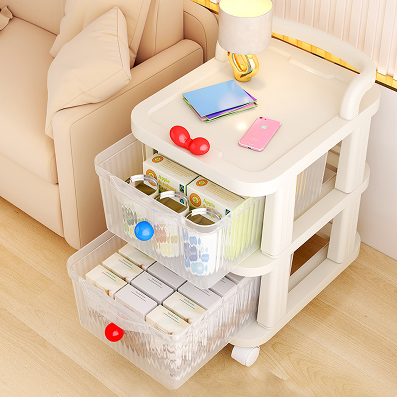 リビングルーム収納キャビネット引き出しカート多層収納ラックモバイルかわいい DIY 収納ホームスナック収納ラック|undefined