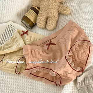 皱皱无痕裸感无缝中腰女士内裤纯棉档少女透气高弹莫代尔三角裤女