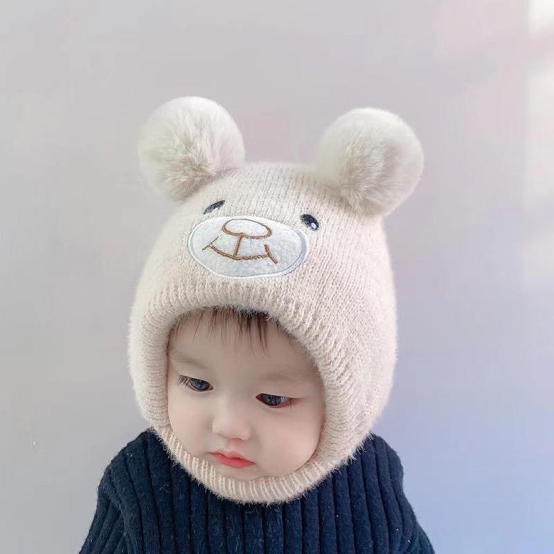 ベビー帽子秋冬かわいい子供冬赤ちゃん毛糸帽子乳幼児用耳保護ニット帽子アマゾン対外貿易|undefined