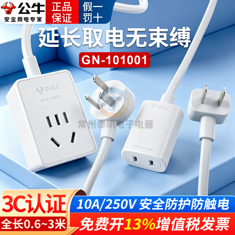 Bull Brand Two-Prong Plug Power Strip for Home Use, Fan Power Extension Cord, Two-Socket Electric Vehicle Charging Extension Socket Bull Brand Two-Prong Plug Power Strip for Home Use, Fan Power Extension Cord, Two-Socket Electric Vehicle Charging Extension Socket