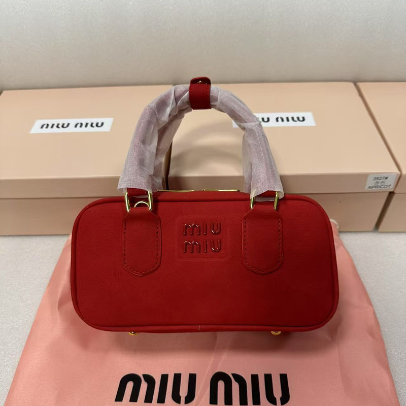 Miu 秋冬ボストンスエードハイエンド Miu つや消しレトロボウリングハンドヘルドショルダークロスボディレディースバッグ|undefined