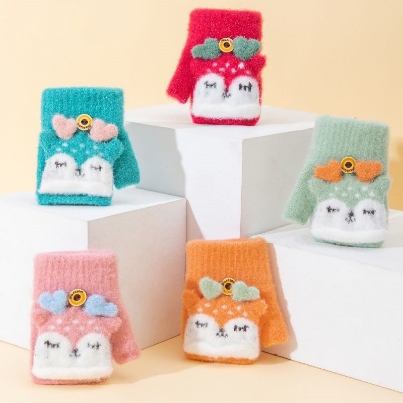 baby gloves autumn and winter warm crawling play boys and girls children half finger baby small gloves 0-3 years old