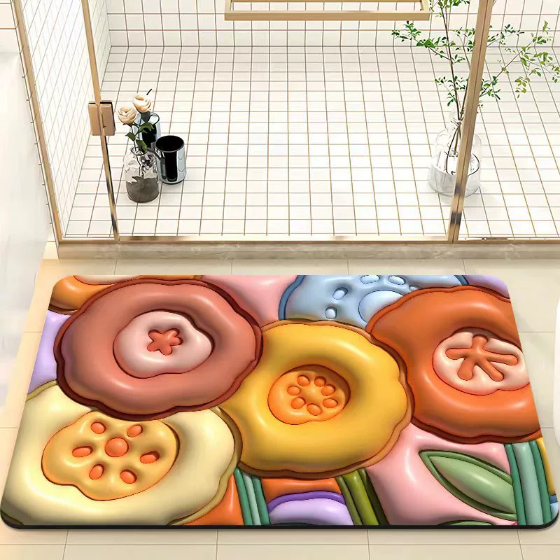 Мультяшная Bath Mat, 3D Face Blush Crystal Velvet, впитывающая влагу, разные размеры